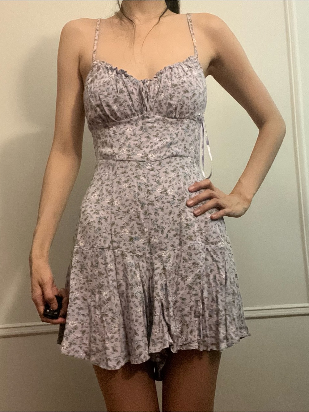 Aeropostale Lavender Floral Spaghetti-Strap Mini Dress